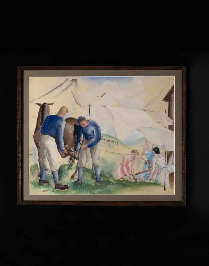 Camping dans les Alpes (gouache)